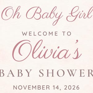 Custom Baby Shower Welcome Sign, Oh Baby Girl Pink Bow Sign, Ballet Shoes Baby Girl Shower Decor, Printable 24x36 Digital File image 3