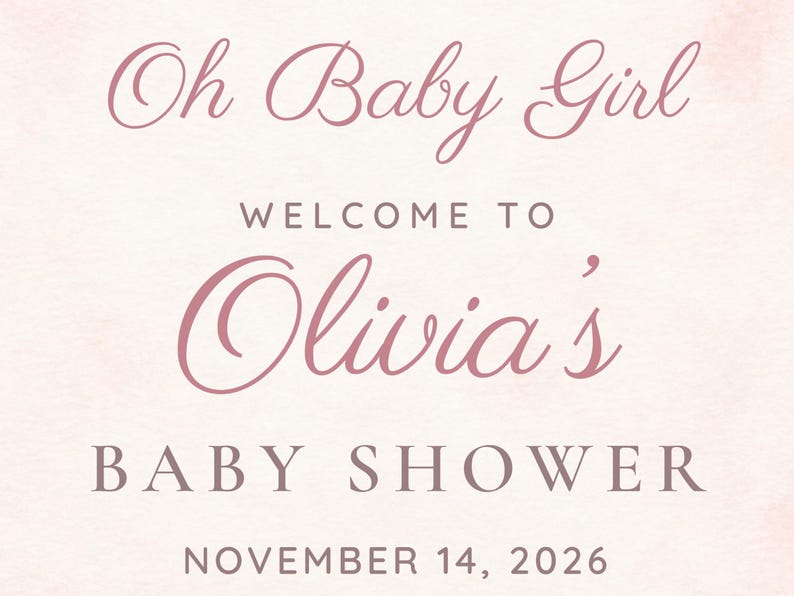 Custom Baby Shower Welcome Sign, Oh Baby Girl Pink Bow Sign, Ballet Shoes Baby Girl Shower Decor, Printable 24x36 Digital File image 3