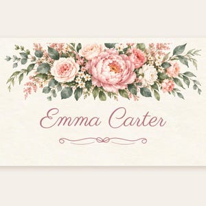 Bridal Shower Name Tents, From Miss to Mrs Place Cards, Blush Peony Luncheon Table Decor, Custom Printable Digital File image 2