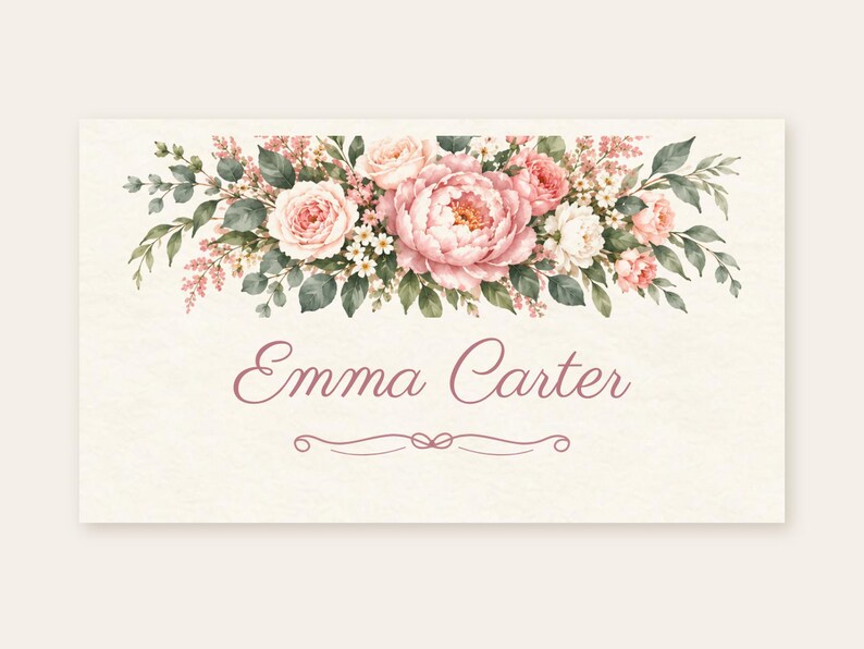 Bridal Shower Name Tents, From Miss to Mrs Place Cards, Blush Peony Luncheon Table Decor, Custom Printable Digital File image 2