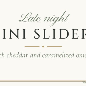 Custom Late Night Snack Sign, Botanical Line Art Wedding Food Label, Minimalist Snack Tag, Printable 5x3.5 Digital File image 3