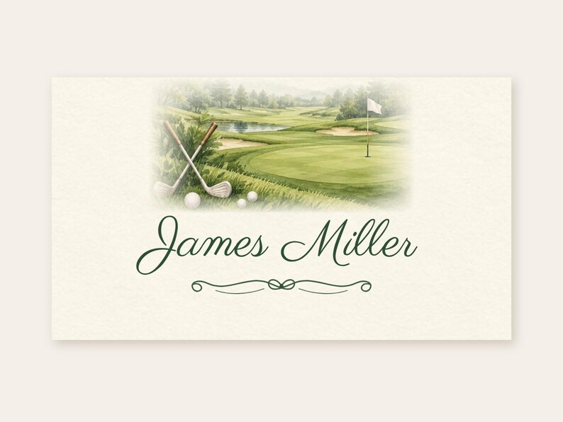 Birthday Name Tents, Golf Course Place Cards, Golf Birthday Dinner Table Decor, Custom Printable Digital File image 2