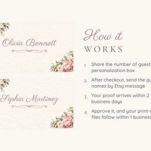 Bridal Shower Name Tents, From Miss to Mrs Place Cards, Peony Corner Luncheon Table Decor, Custom Printable Digital File image 4