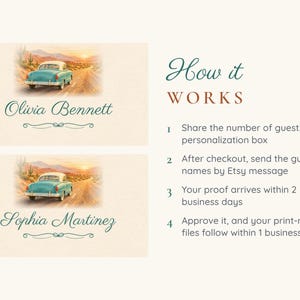 Birthday Name Tents, Retro Car Place Cards, Vintage Birthday Dinner Table Decor, Custom Printable Digital File image 4