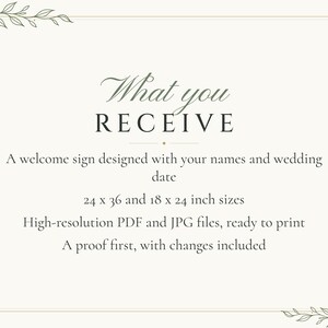 Custom Wedding Welcome Sign, Botanical Line Art Welcome Sign with Names and Date, Minimalist Wedding Sign, Printable 24x36 Digital File image 5