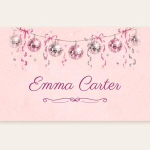 Birthday Name Tents, Disco Ball Garland Place Cards, Disco Birthday Dinner Table Decor, Custom Printable Digital File image 2