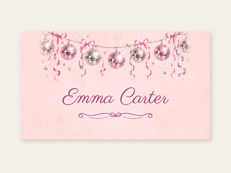 Birthday Name Tents, Disco Ball Garland Place Cards, Disco Birthday Dinner Table Decor, Custom Printable Digital File image 2