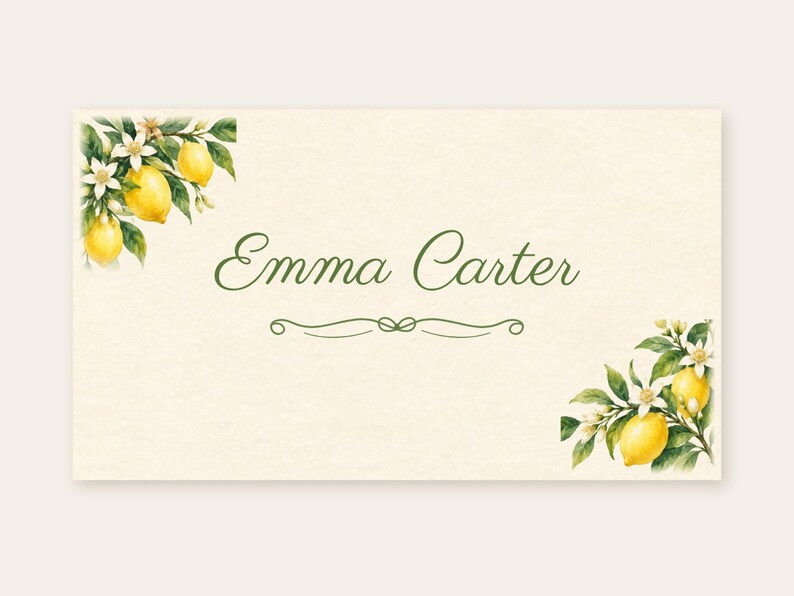 Bridal Shower Name Tents, She Found Her Main Squeeze Lemon Place Cards, Lemon Branch Luncheon Table Decor, Custom Printable Digital File image 2