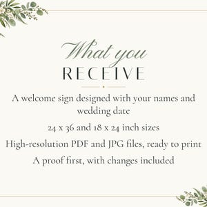 Custom Wedding Welcome Sign, Greenery Welcome Sign with Names and Date, Eucalyptus Wedding Sign, Printable 24x36 Digital File image 5