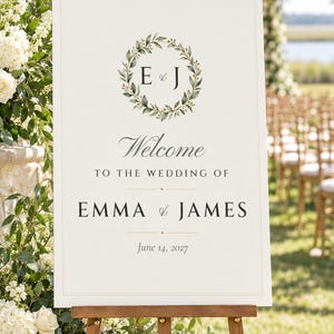 Custom Wedding Sign Bundle, Monogram Welcome Sign, Seating Chart, Name Tents, Menu and Bar Sign, Printable Digital Files image 3