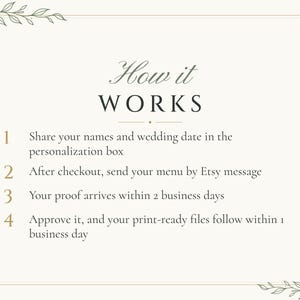 Custom Wedding Dinner Menu, Botanical Line Art Reception Menu Card, Minimalist Place Setting Menu, Printable 4x9 Digital File image 4