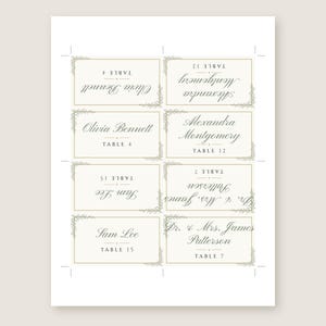 Custom Wedding Name Tents, Botanical Line Art Place Cards with Table Numbers, Minimalist Escort Cards, Printable Digital File image 3