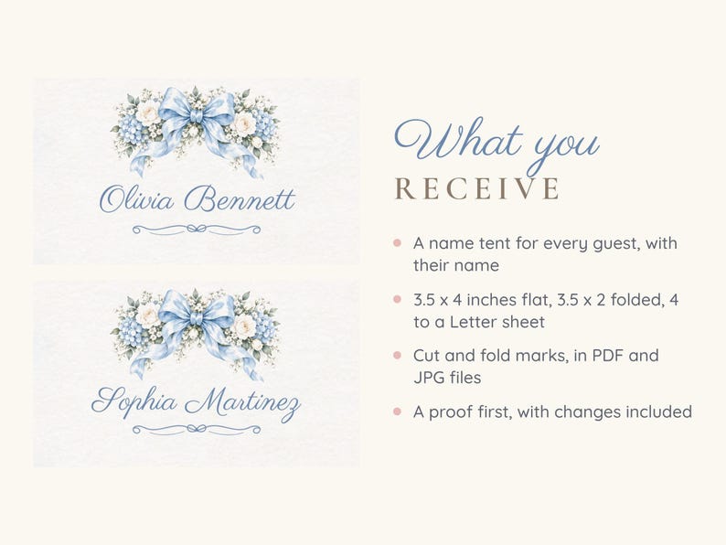 Baby Shower Name Tents, Oh Baby Boy Blue Bow Place Cards, Blue Hydrangea Luncheon Table Decor, Custom Printable Digital File image 5