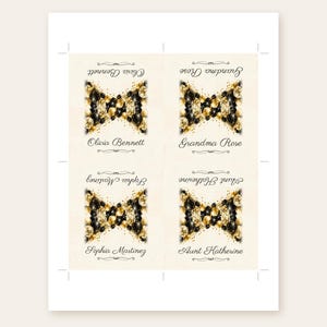 Birthday Name Tents, Black and Gold Balloon Arch Place Cards, Cheers Birthday Dinner Table Decor, Custom Printable Digital File image 3