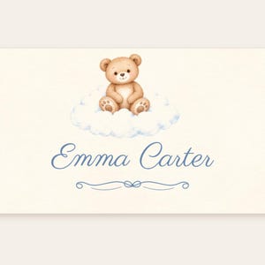 Baby Shower Name Tents, We Can Bearly Wait Teddy Bear Place Cards, Bear on a Cloud Luncheon Table Decor, Custom Printable Digital File image 2