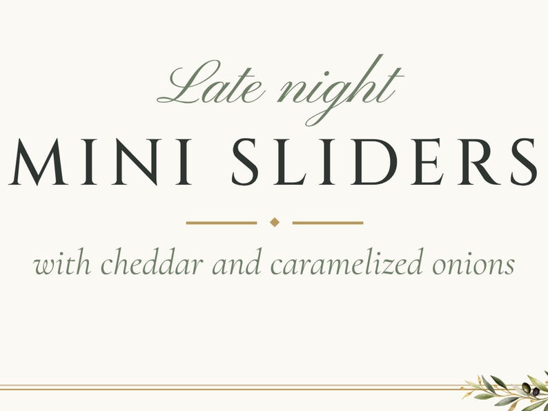 Custom Late Night Snack Sign, Olive Branch Wedding Food Label, Olive Leaf Snack Tag, Printable 5x3.5 Digital File image 3