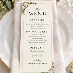 Custom Wedding Sign Bundle, White Rose Welcome Sign, Seating Chart, Name Tents, Menu and Bar Sign, Printable Digital Files image 5