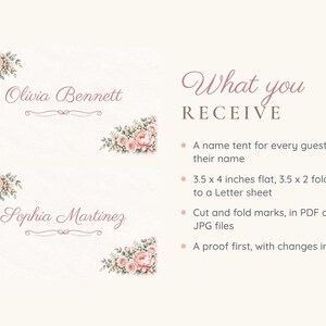 Baby Shower Name Tents, Oh Baby Girl Pink Bow Place Cards, Floral Corner Luncheon Table Decor, Custom Printable Digital File image 5