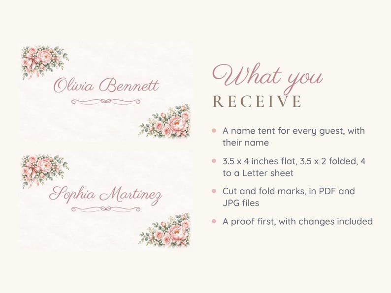 Baby Shower Name Tents, Oh Baby Girl Pink Bow Place Cards, Floral Corner Luncheon Table Decor, Custom Printable Digital File image 5