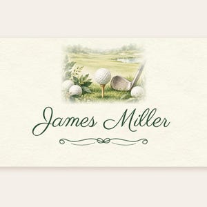Birthday Name Tents, Golf Ball and Tee Place Cards, Golf Birthday Dinner Table Decor, Custom Printable Digital File image 2