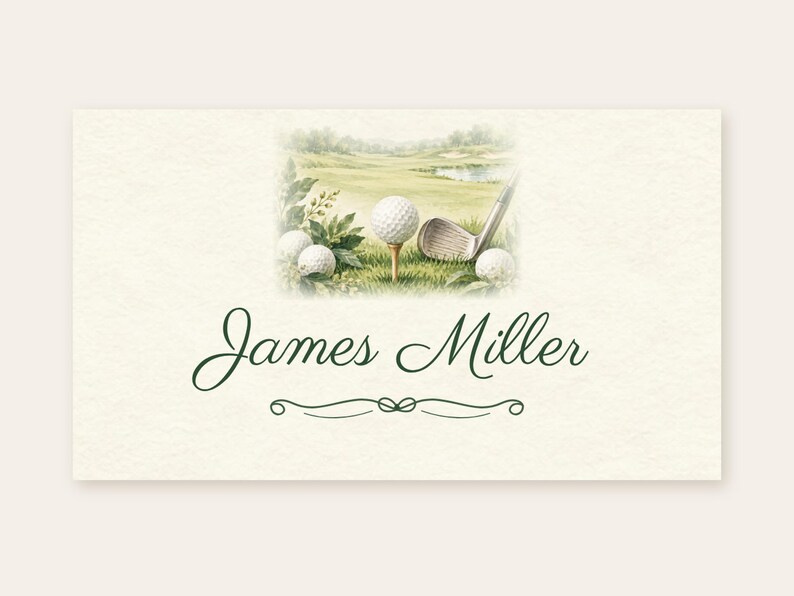 Birthday Name Tents, Golf Ball and Tee Place Cards, Golf Birthday Dinner Table Decor, Custom Printable Digital File image 2