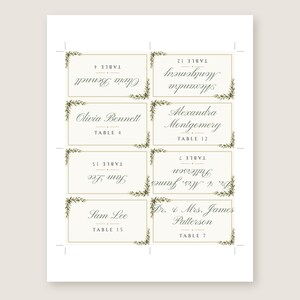 Custom Wedding Name Tents, Olive Branch Place Cards with Table Numbers, Olive Leaf Escort Cards, Printable Digital File bild 3