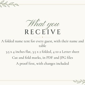 Custom Wedding Name Tents, Botanical Line Art Place Cards with Table Numbers, Minimalist Escort Cards, Printable Digital File image 5