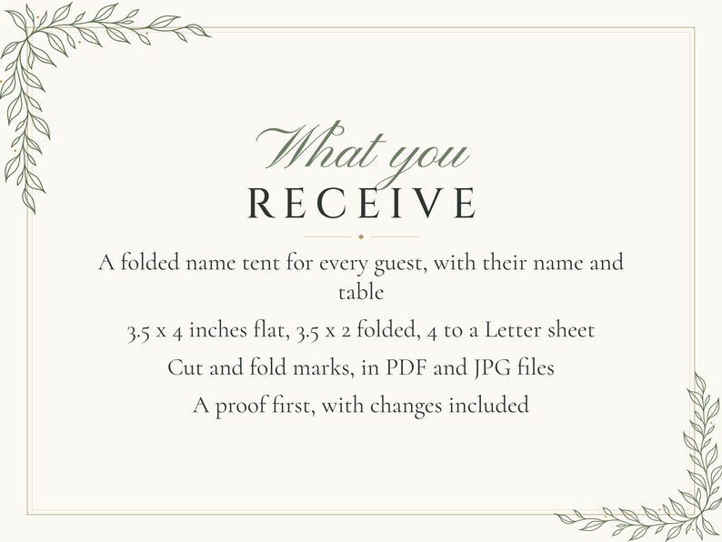 Custom Wedding Name Tents, Botanical Line Art Place Cards with Table Numbers, Minimalist Escort Cards, Printable Digital File image 5