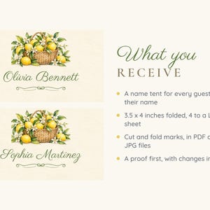 Bridal Shower Name Tents, She Found Her Main Squeeze Lemon Place Cards, Lemon Basket Luncheon Table Decor, Custom Printable Digital File image 5