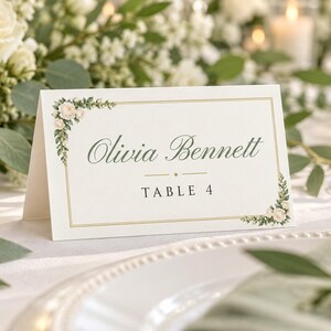 Custom Wedding Sign Bundle, White Rose Welcome Sign, Seating Chart, Name Tents, Menu and Bar Sign, Printable Digital Files image 4