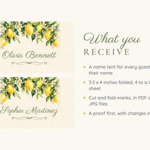 Bridal Shower Name Tents, She Found Her Main Squeeze Lemon Place Cards, Lemon Luncheon Table Decor, Custom Printable Digital File image 5