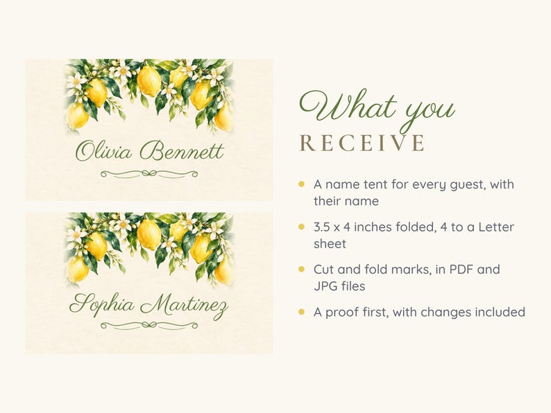 Bridal Shower Name Tents, She Found Her Main Squeeze Lemon Place Cards, Lemon Luncheon Table Decor, Custom Printable Digital File image 5