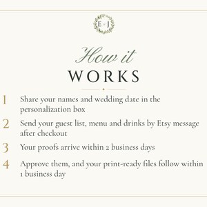 Custom Wedding Sign Bundle, Monogram Welcome Sign, Seating Chart, Name Tents, Menu and Bar Sign, Printable Digital Files image 8