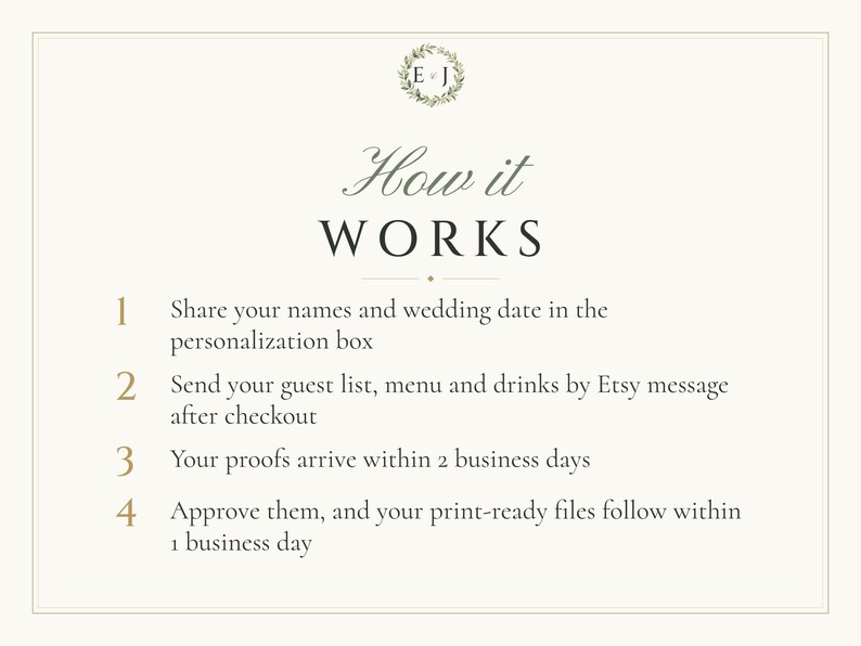 Custom Wedding Sign Bundle, Monogram Welcome Sign, Seating Chart, Name Tents, Menu and Bar Sign, Printable Digital Files image 8