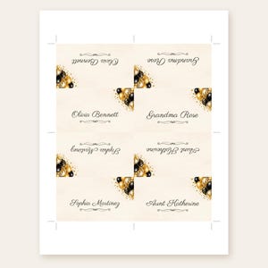 Birthday Name Tents, Black and Gold Balloon Place Cards, Cheers Birthday Dinner Table Decor, Custom Printable Digital File image 3