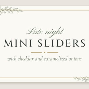 Custom Late Night Snack Sign, Botanical Line Art Wedding Food Label, Minimalist Snack Tag, Printable 5x3.5 Digital File image 2