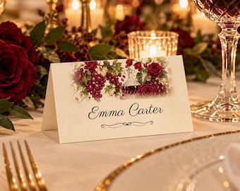 Rehearsal Dinner Name Tents, Grapevine and Decanter Place Cards, Before We Say I Do Table Decor, Custom Printable Digital File
