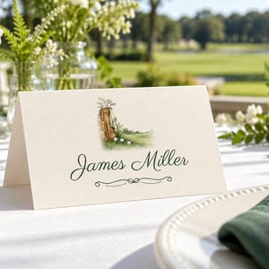 Birthday Name Tents, Vintage Golf Bag Place Cards, Golf Birthday Dinner Table Decor, Custom Printable Digital File image 1
