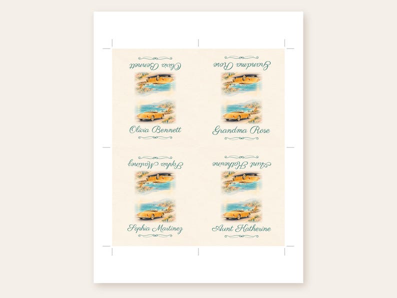Birthday Name Tents, Vintage Convertible Place Cards, Vintage Birthday Dinner Table Decor, Custom Printable Digital File image 3