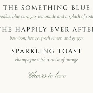 Custom Signature Drinks Sign, White Rose Wedding Bar Sign, Garden Rose Cocktail Menu, Printable 8x10 Digital File image 3