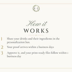 Custom Signature Drinks Sign, Monogram Wedding Bar Sign, Wreath Cocktail Menu, Printable 8x10 Digital File image 4
