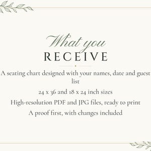 Custom Seating Chart Sign, Alphabetical Wedding Seating Chart, Botanical Line Art Find Your Seat Sign, Printable 24x36 Digital File image 5
