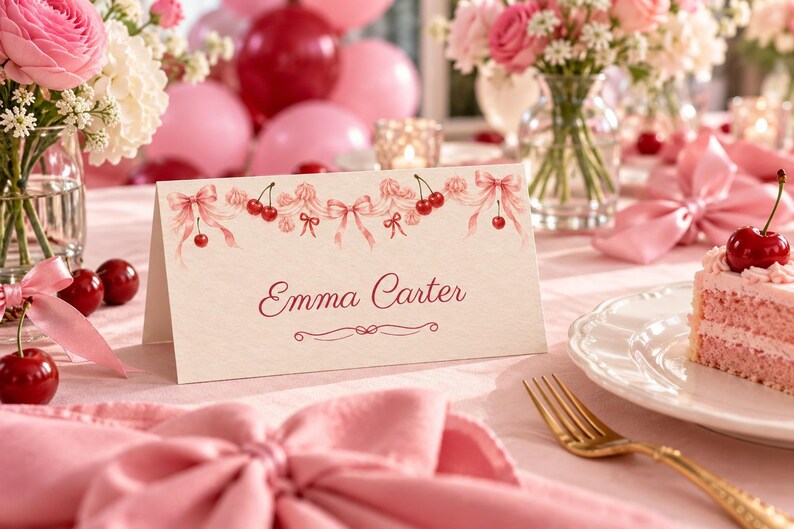 Willkommensschild und Namensschilder zum Geburtstag, Alles Gute zum 30. Geburtstag, Geburtstagsdeko mit rosa Herzkuchen, individuell druckbare digitale Dateien Bild 3