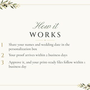 Custom Wedding Welcome Sign, Olive Branch Welcome Sign with Names and Date, Olive Leaf Wedding Sign, Printable 24x36 Digital File image 4