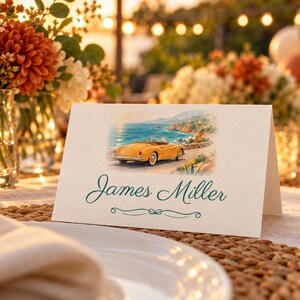Birthday Name Tents, Vintage Convertible Place Cards, Vintage Birthday Dinner Table Decor, Custom Printable Digital File image 1