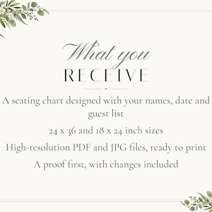Custom Seating Chart Sign, Alphabetical Wedding Seating Chart, Greenery Find Your Seat Sign, Printable 24x36 Digital File image 5