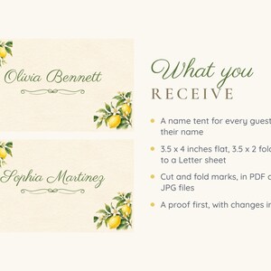 Bridal Shower Name Tents, She Found Her Main Squeeze Lemon Place Cards, Lemon Branch Luncheon Table Decor, Custom Printable Digital File image 5