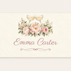 Bridal Shower Name Tents, From Miss to Mrs Place Cards, Champagne Toast Luncheon Table Decor, Custom Printable Digital File image 2
