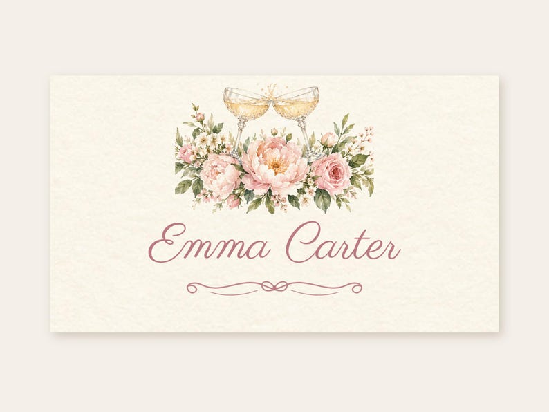 Bridal Shower Name Tents, From Miss to Mrs Place Cards, Champagne Toast Luncheon Table Decor, Custom Printable Digital File image 2