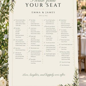 Custom Seating Chart Sign, Alphabetical Wedding Seating Chart, Olive Branch Find Your Seat Sign, Printable 24x36 Digital File image 1